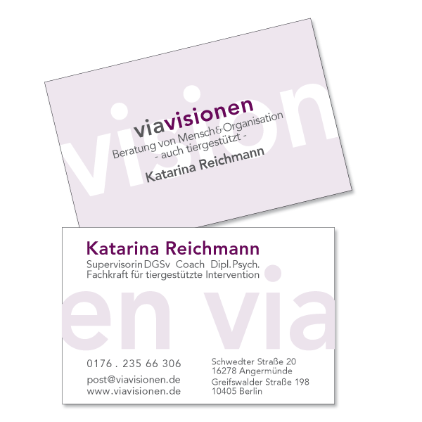 Visitenkarte professionell erstellen lassen wie Kunde viavisionen, Berlin