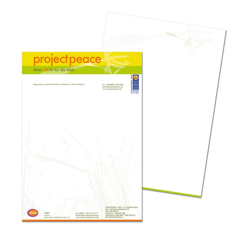 Briefpapier erstellen lassen wie für projectpeace, Berlin