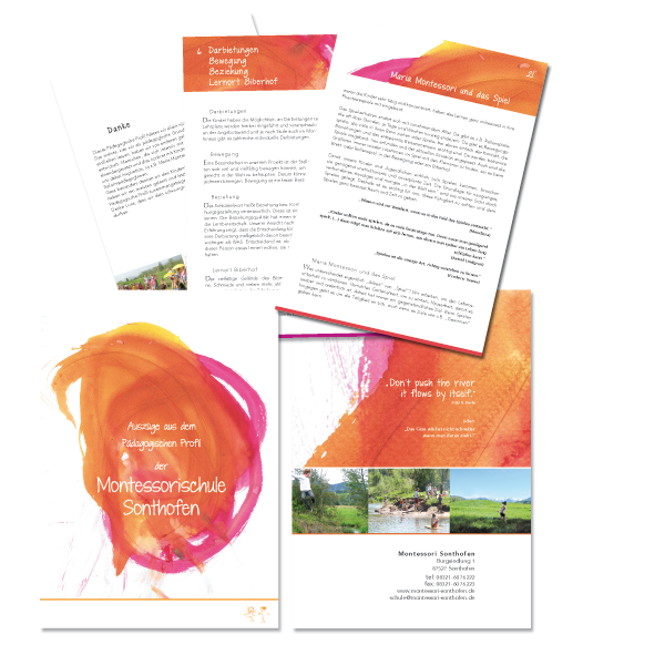 Broschüren Gestaltung für: Montessori Sonthofen