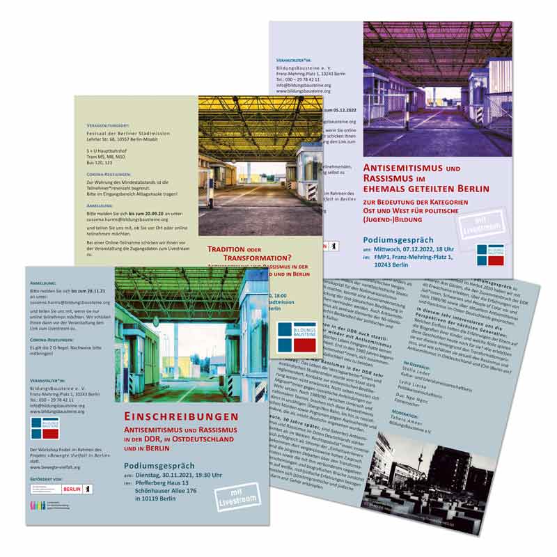 Flyer-Design aus Berlin - diverse Flyer für die Bildungsarbeit