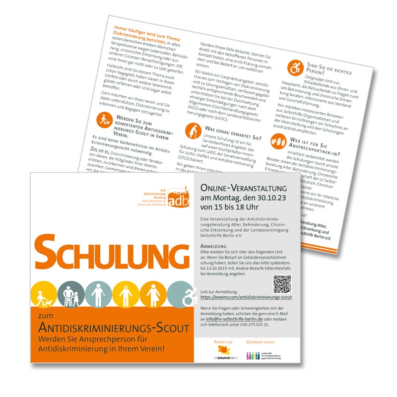 Flyer Antidiskriminierungsscout, Berlin