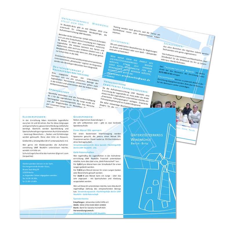 Faltblatt für Unterstützungsarbeit in Berlin