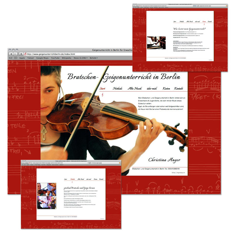 Webdesign für Christina Anger, Berlin