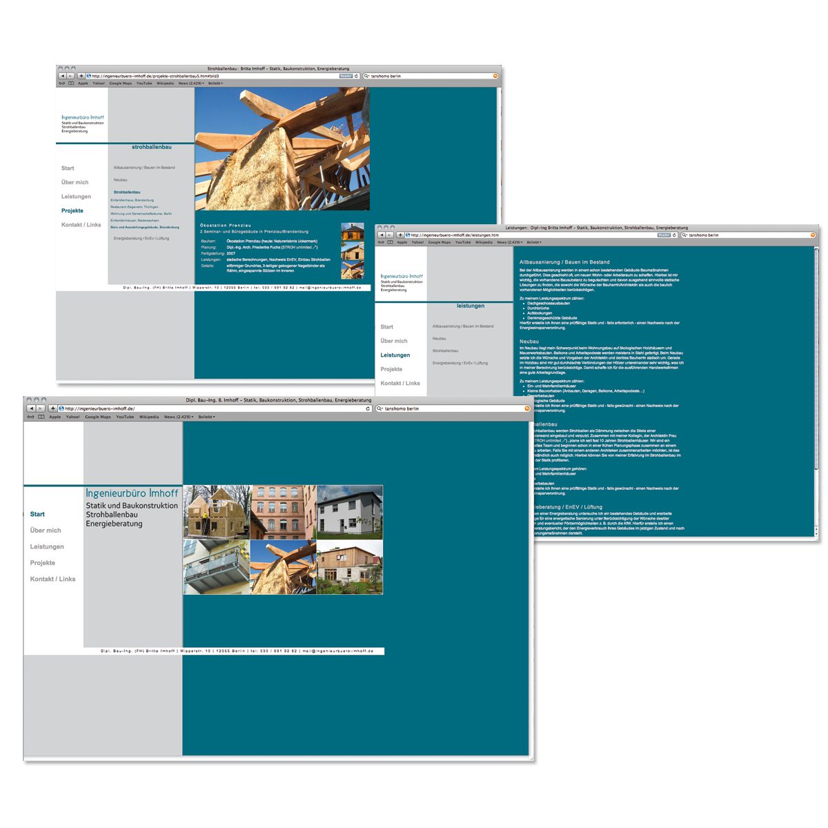 Website für Imhoff, Ingenieur Berlin